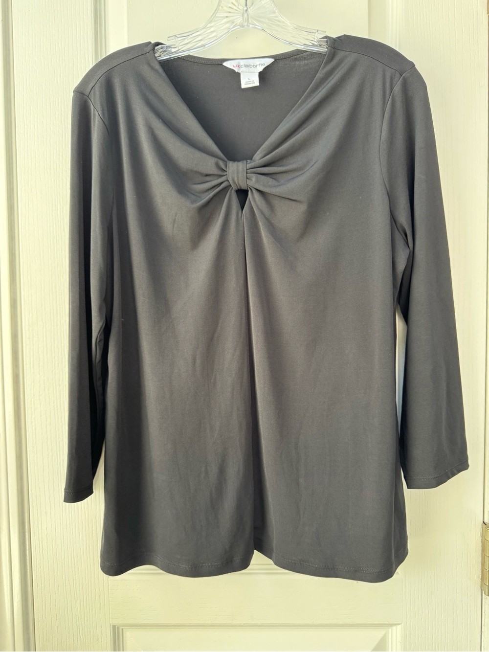 Liz Claiborne Twist-Front Quarter Sleeve Blouse